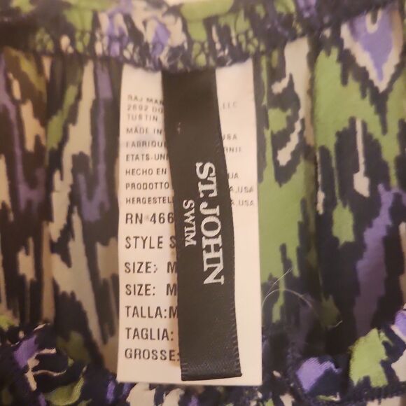 St. John Swim Green & Purple Multiprint Coverup Dress Size M - Picture 3 of 13